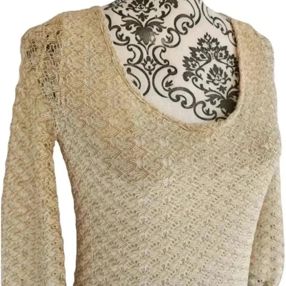Lucky Brand Dress Retro Crochet Women XS 70s Layers Gold Crochet Fairy Y2K Boho - Picture 5 of 13